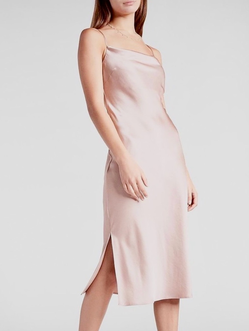 Express Satin Slip Dress in Dusty Rose
